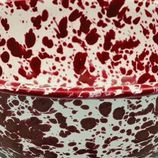 Marbled enamel cereal bowl burgundy