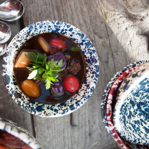 Marbled enamel cereal bowl navy