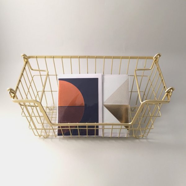 Basket with handles gold small