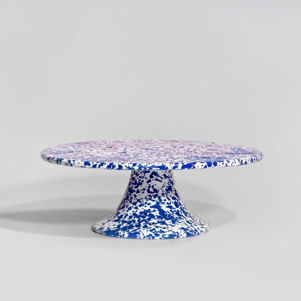 Marbled enamel cake stand blue
