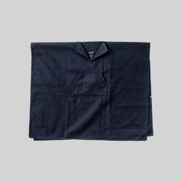 Felted Blanket Poncho Navy