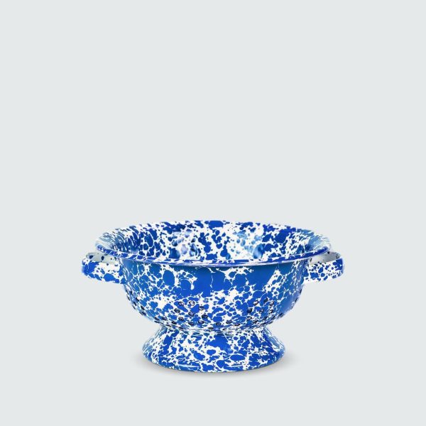 Marbled enamel berry colander blue