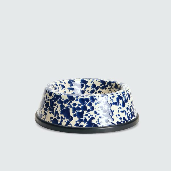 Marbled enamel pet bowl navy