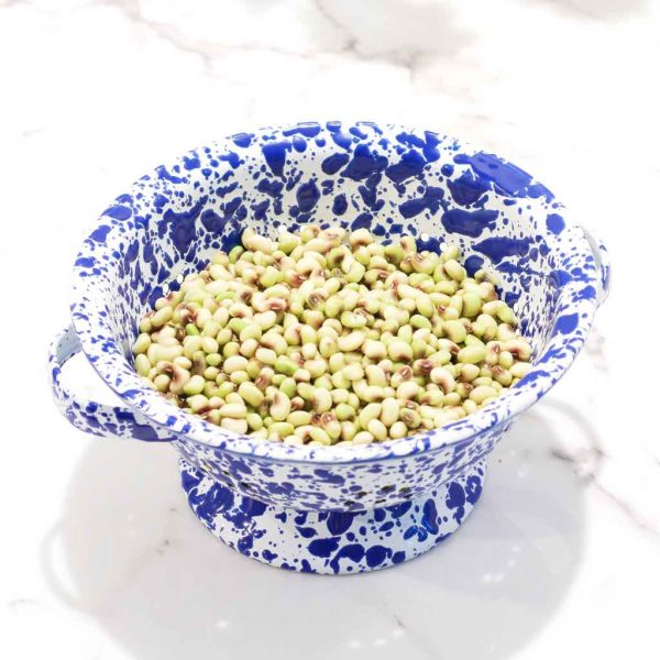 Marbled enamel berry colander blue