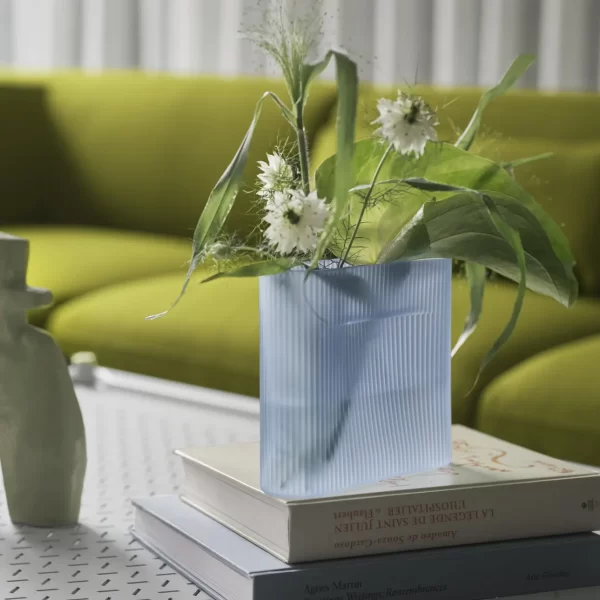 Ridge Vase Light Blue Glass