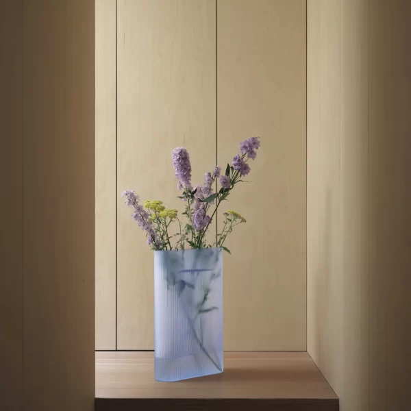 Ridge Vase Light Blue Glass