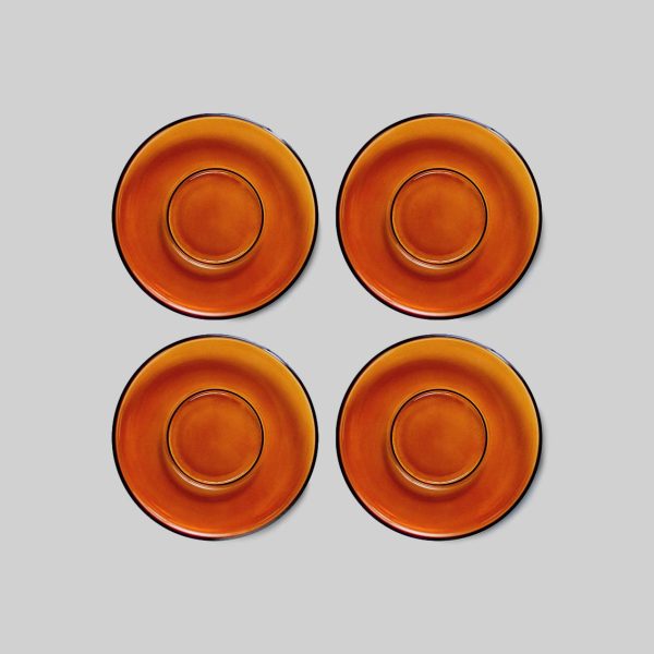 Amber glass saucers Set