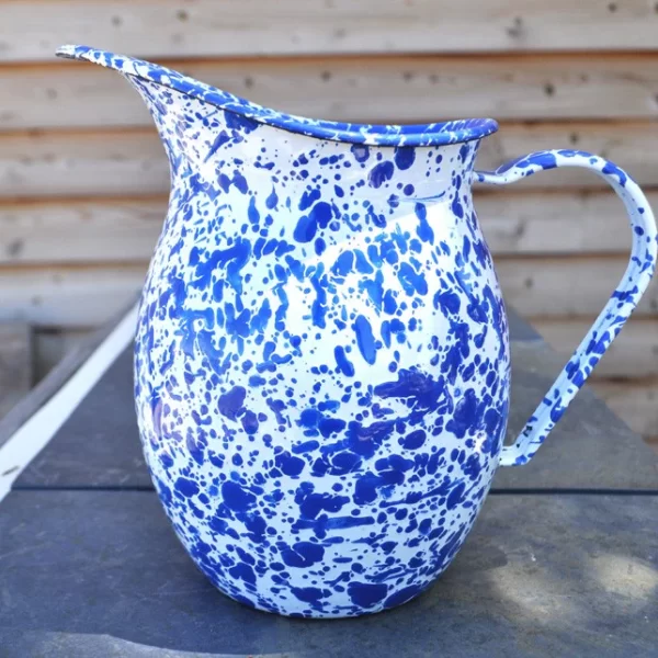 Marbled enamel pitcher Blue