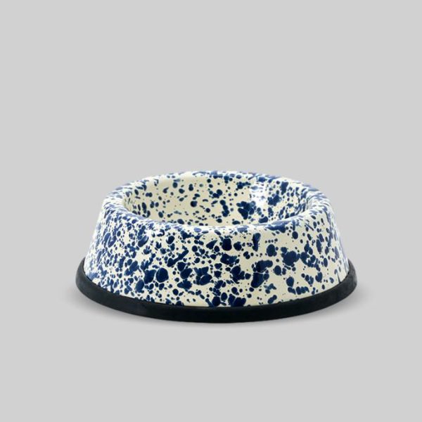 Marbled enamel pet bowl navy