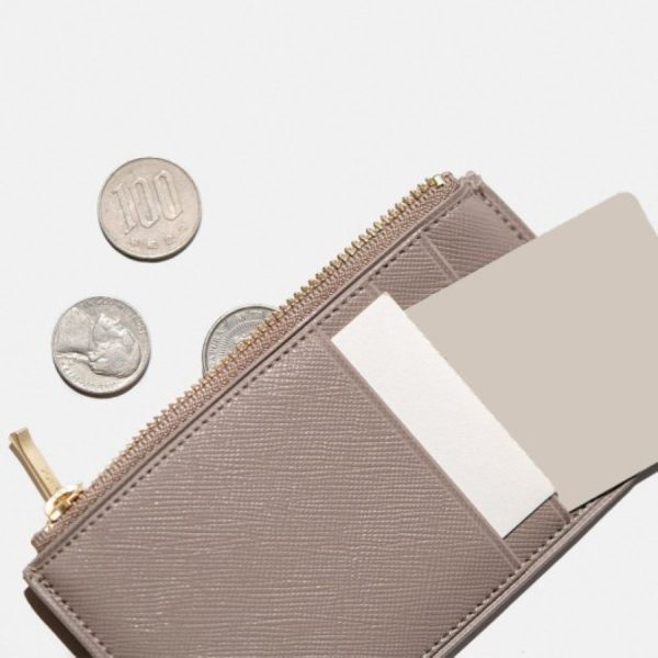 Quitterie Zipped Card Holder Greige