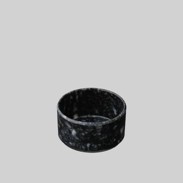 Melamine Marbled Circle Deep Tray Black