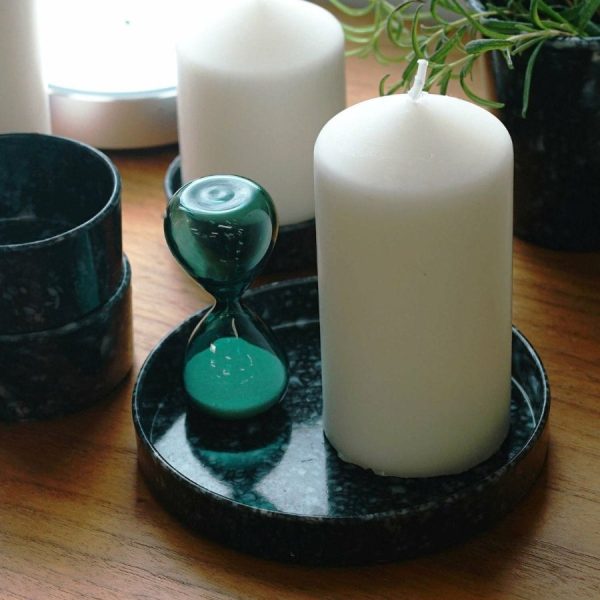 Melamine Marbled Circle Tray Black