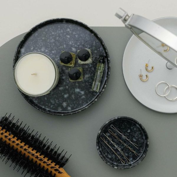 Melamine Marbled Circle Tray Black